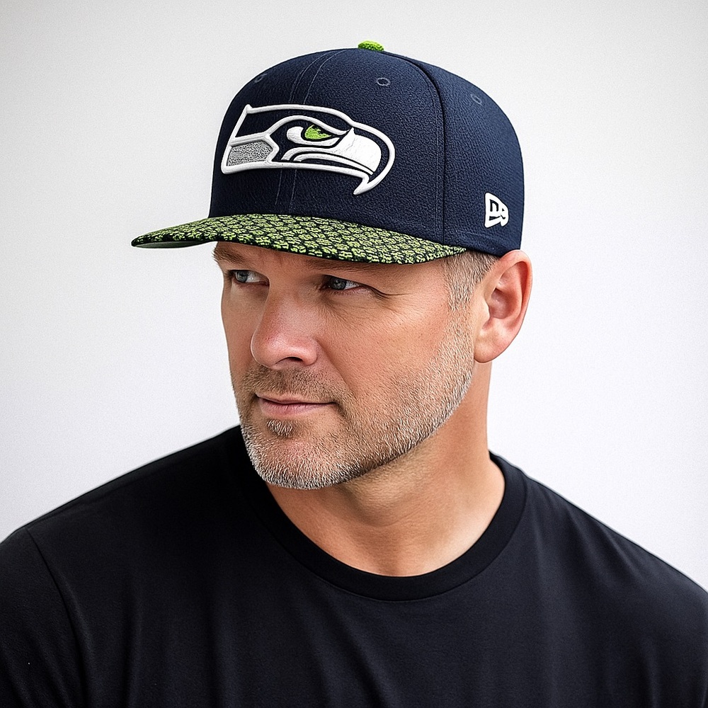 New Era Men’s Blue Green NFL 59FIFTY Fitted Hat – Seattle Seahawks – Size 7 3/8